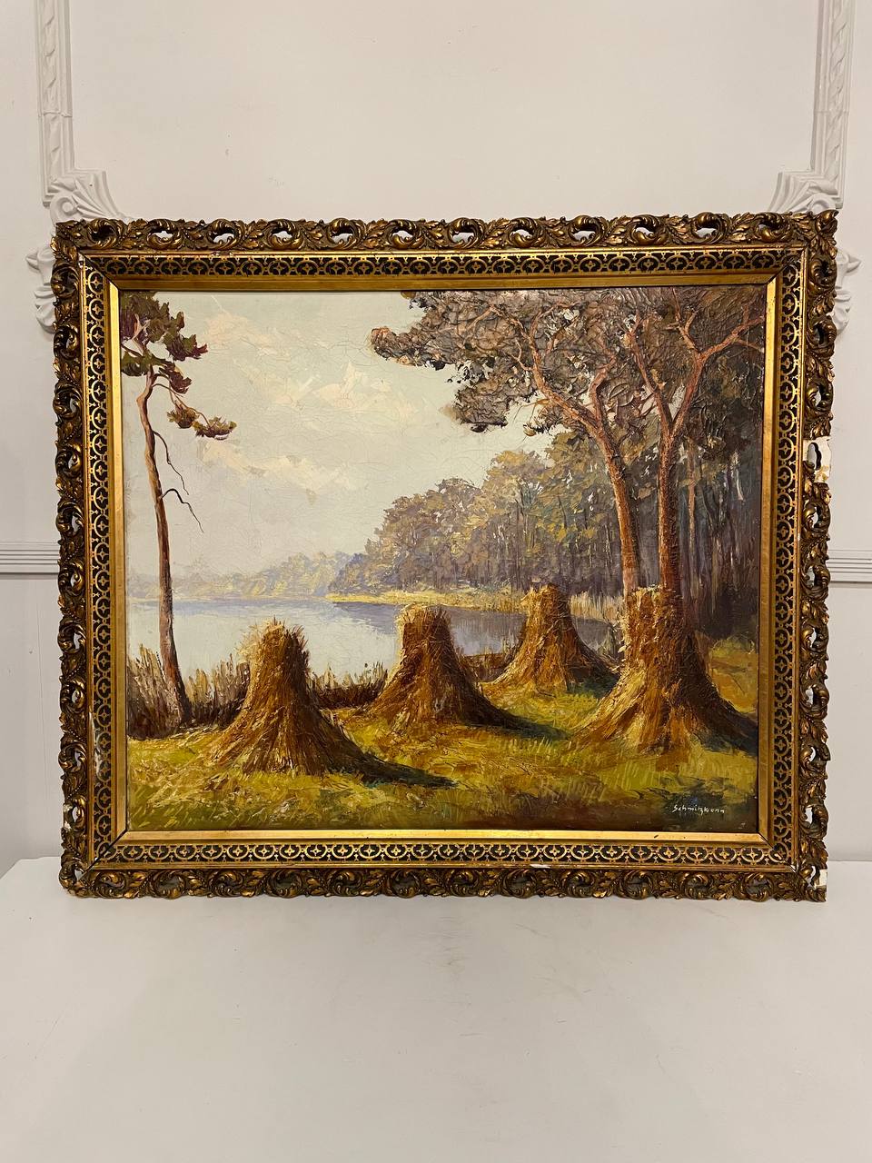 Антикварный пейзаж «Стога сена»