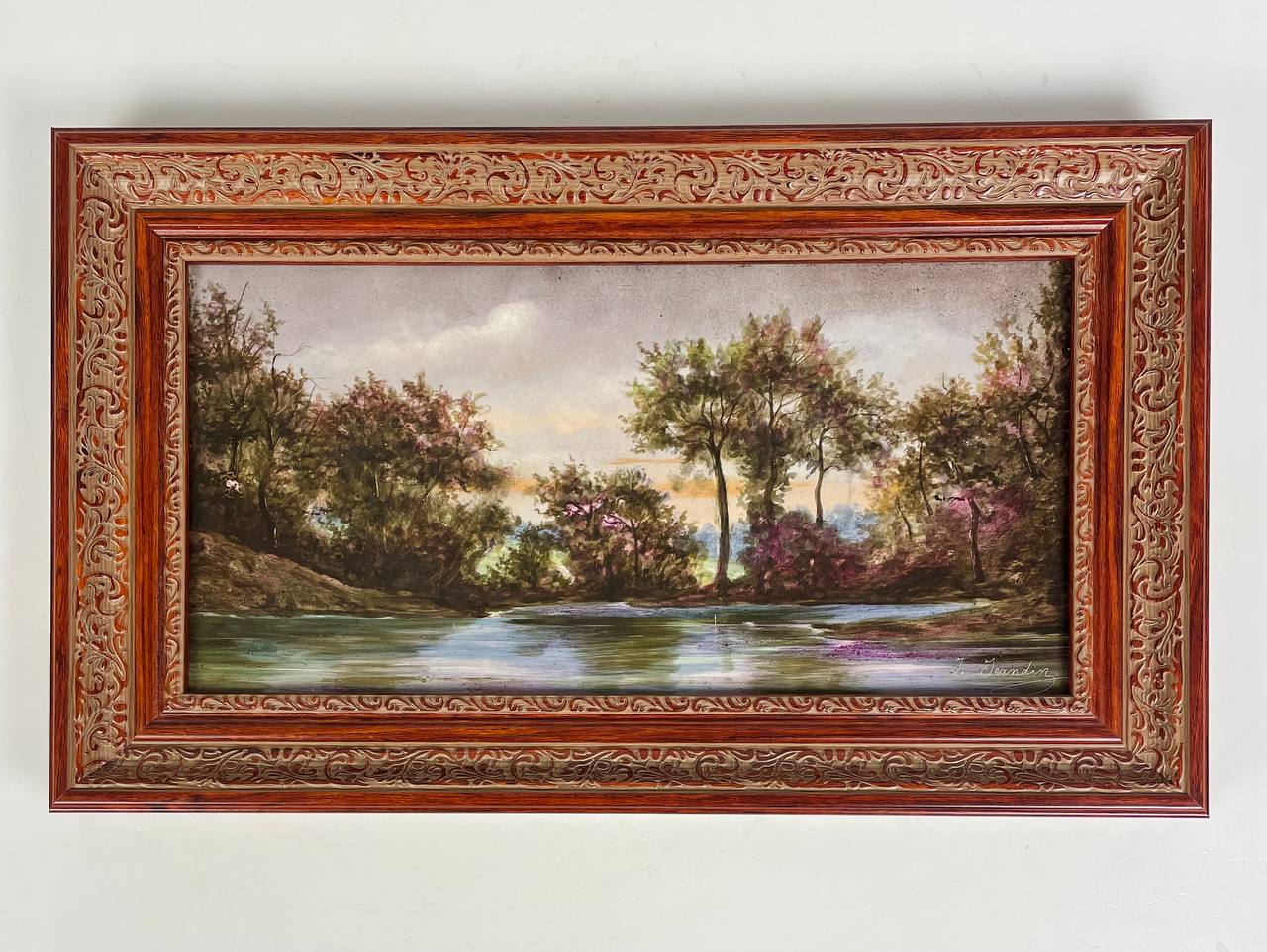 Антикварный фарфоровый пласт «Пейзаж».