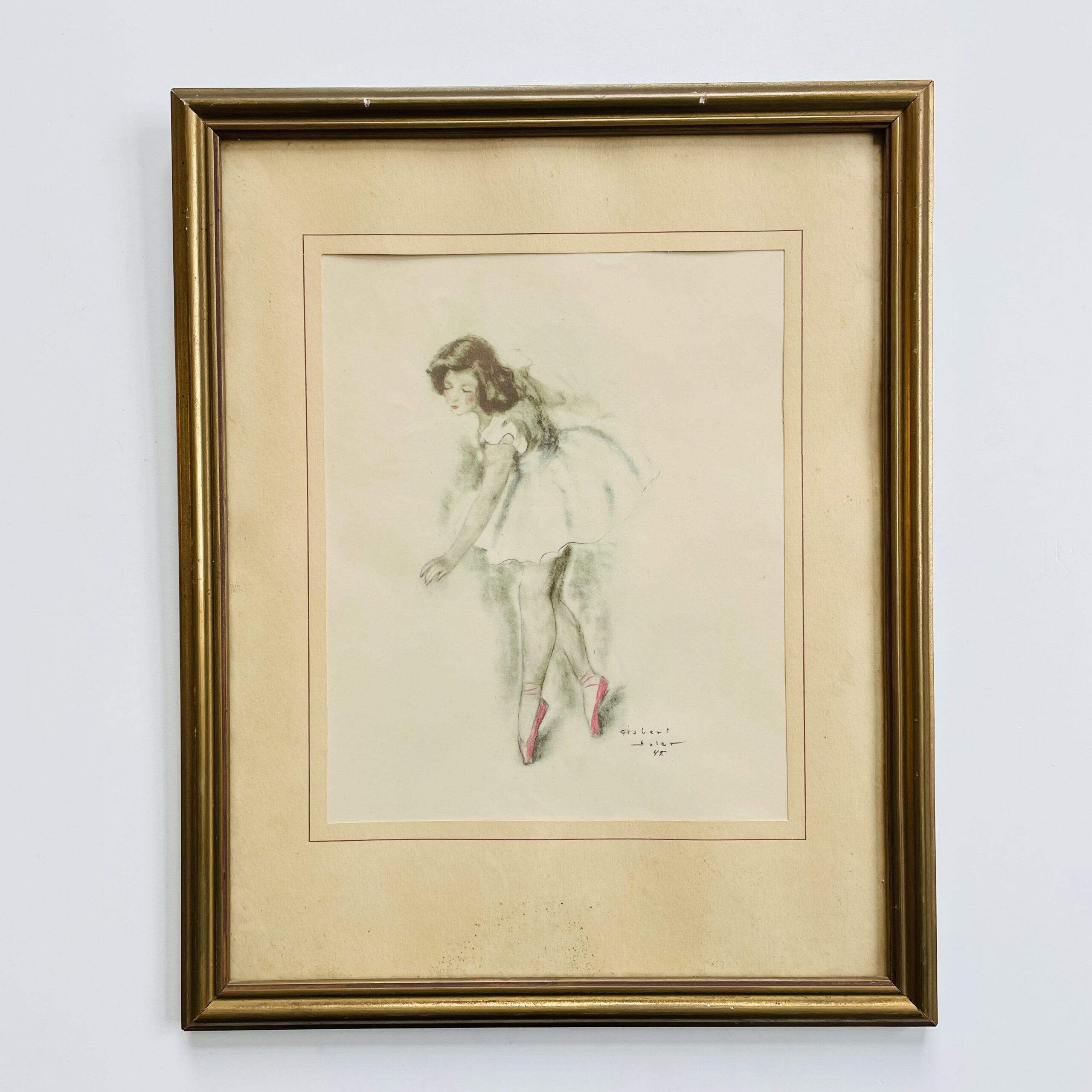 Литография антикварная "Балерина" 1945 г.