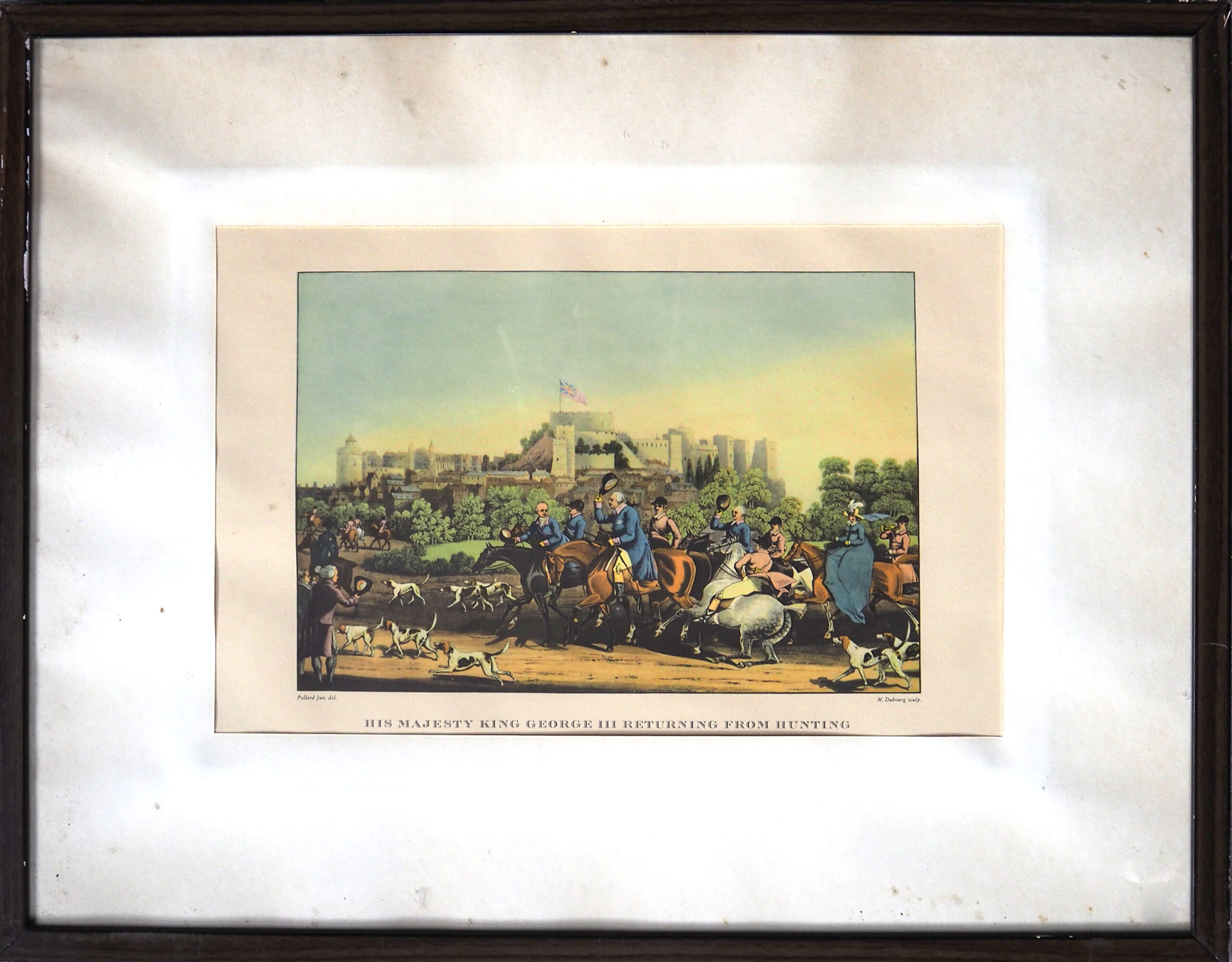 Гравюра старинная тиражная “Его величество Георг III возвращается с охоты”. Середина XIX века