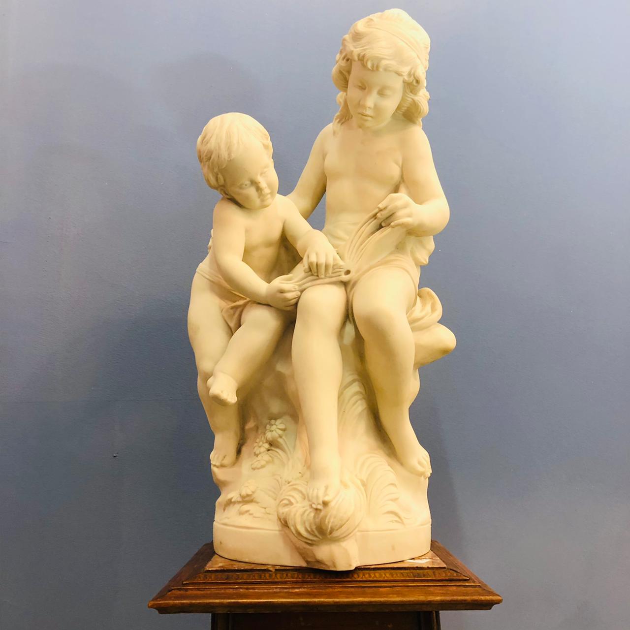 Скульптура антикварная “Первый урок” Limoges, начало XX века.