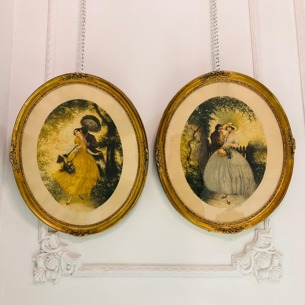 Пара больших подписных антикварных офортов ХIХ-XX века.