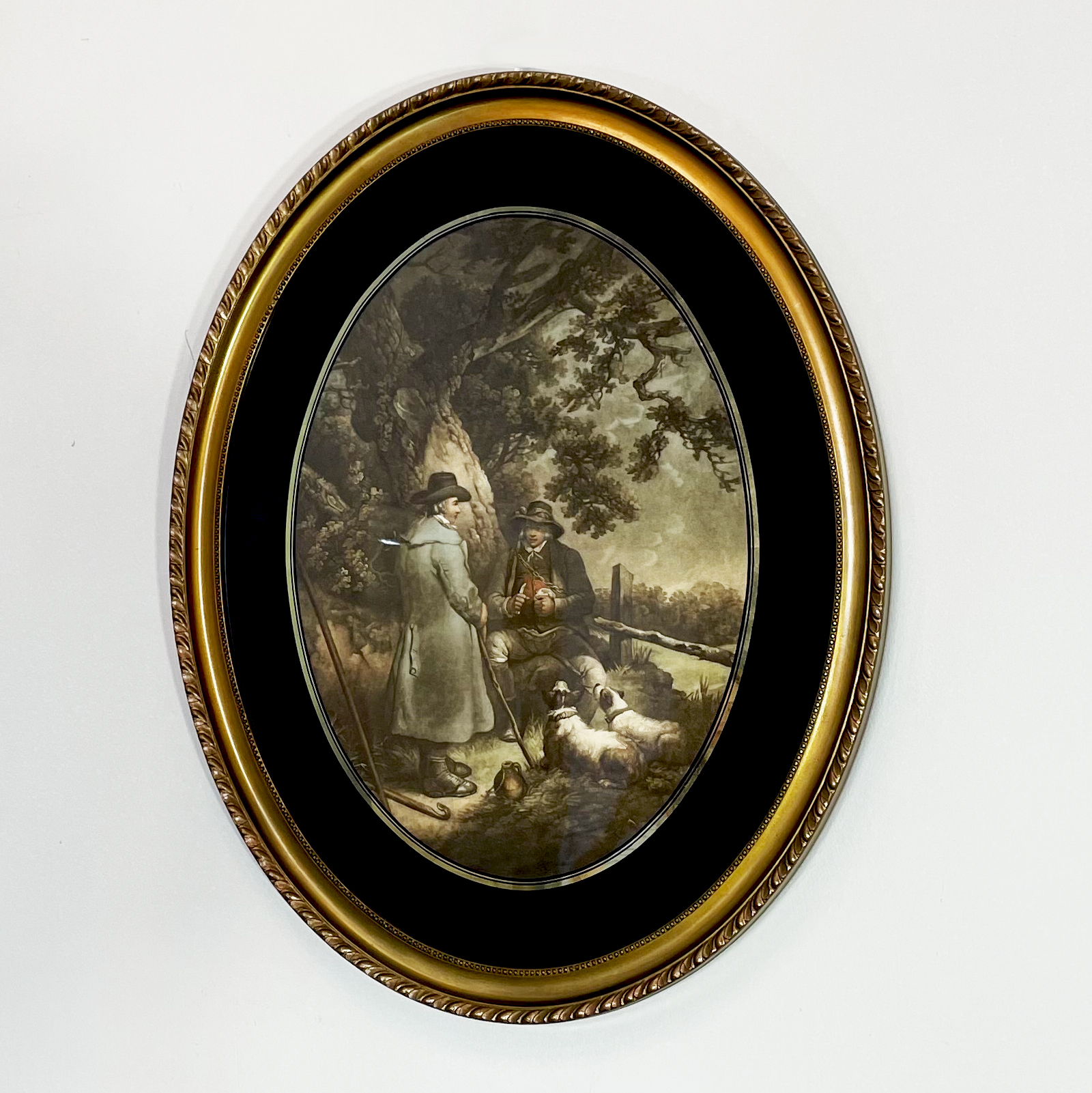 Литография антикварная в овальной раме начала XX века.