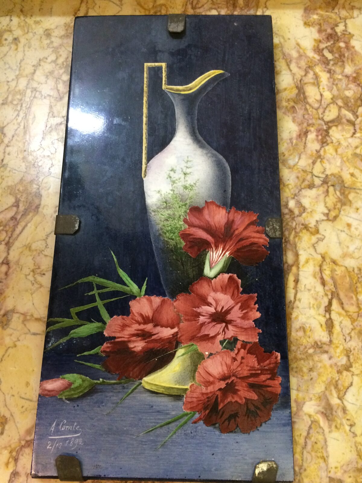 Натюрморт с гвоздиками антикварный XIX века.