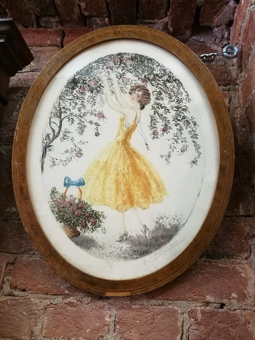 Пара подписных офортов Ар нуво антикварных начала XX века.